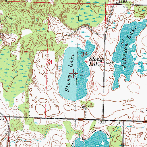 Topographic Map of Stony Lake, MN