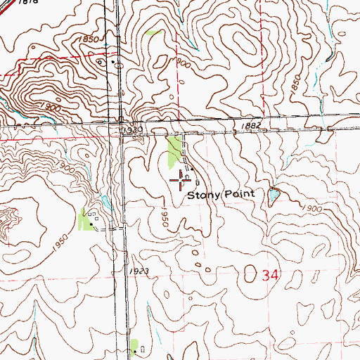 Topographic Map of Stony Point, MN