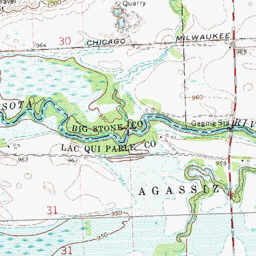 Topographic Map of Stony Run, MN
