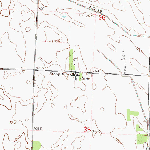 Topographic Map of Stony Run Church, MN
