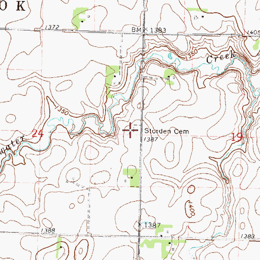 Topographic Map of Storden Baptist Cemetery, MN