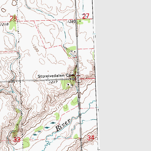 Topographic Map of Storelvedalen Cemetery, MN
