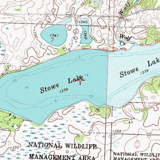 Topographic Map of Stowe Lake, MN