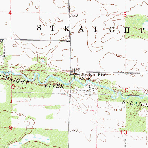 Topographic Map of Straight River Cemetery, MN
