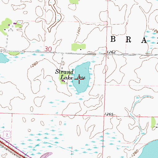 Topographic Map of Strand Lake, MN