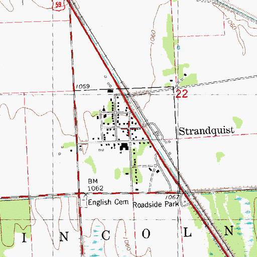 Topographic Map of Strandquist, MN