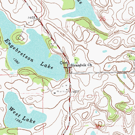 Topographic Map of Strandvik Church, MN