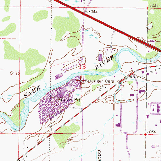 Topographic Map of Stranger Cemetery, MN