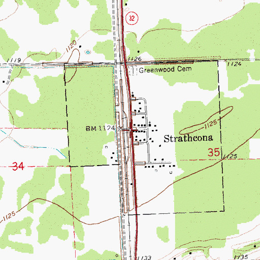 Topographic Map of Strathcona, MN