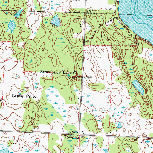 Topographic Map of Strawberry Lake Church, MN