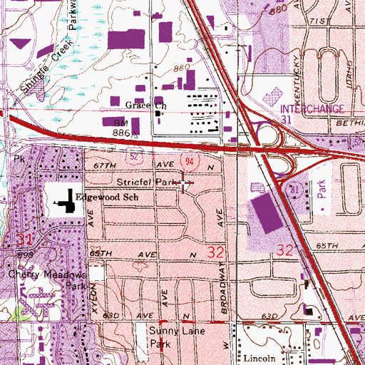 Topographic Map of Striefel Park, MN