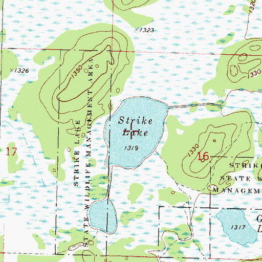 Topographic Map of Strike Lake, MN