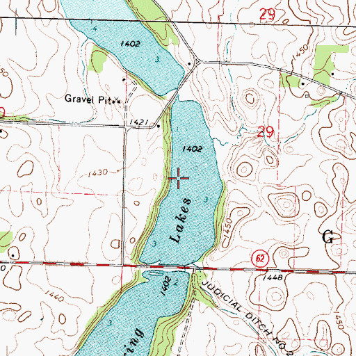 Topographic Map of String Lakes, MN