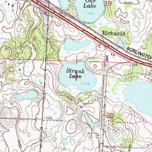 Topographic Map of Strunk Lake, MN