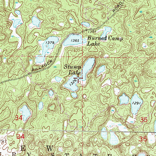 Topographic Map of Stump Lake, MN