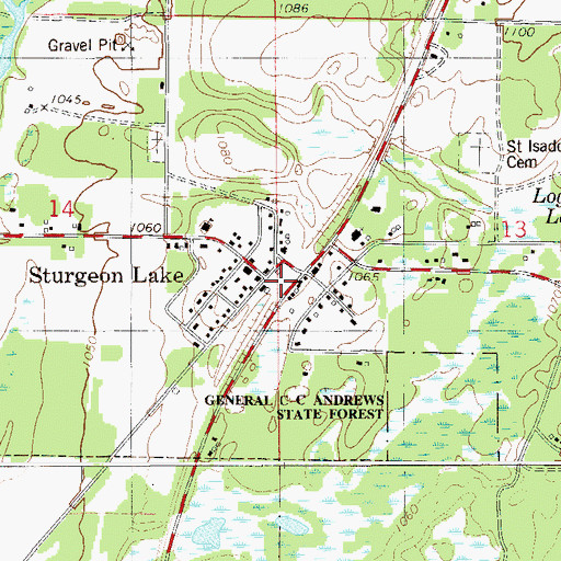 Topographic Map of Sturgeon Lake, MN