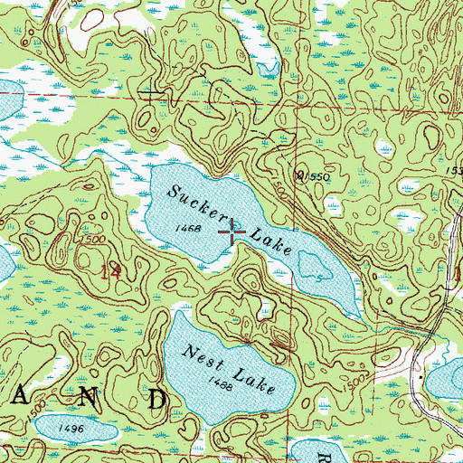Topographic Map of Sucker Lake, MN