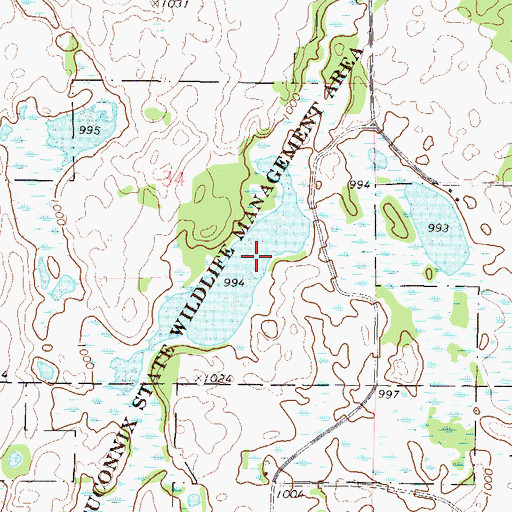 Topographic Map of Suconnix State Wildlife Management Area, MN