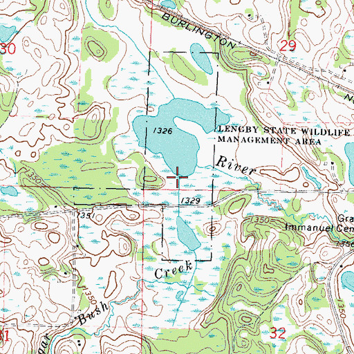 Topographic Map of Sugar Bush Creek, MN