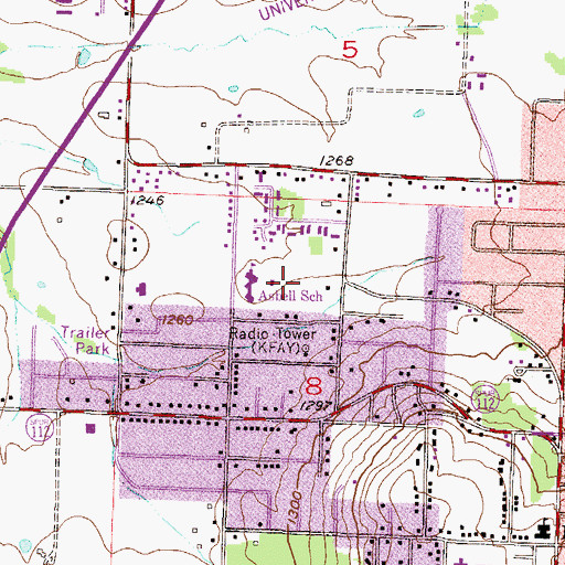Topographic Map of Asbell Park, AR