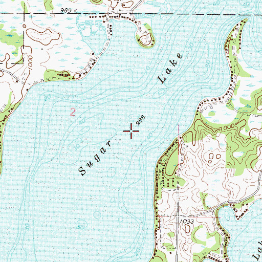 Topographic Map of Sugar Lake, MN