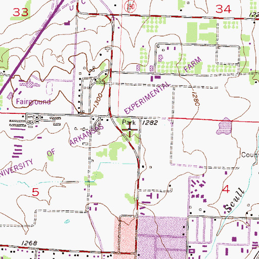 Topographic Map of Agricultural Park, AR