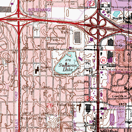 Topographic Map of Sullivan Lake, MN