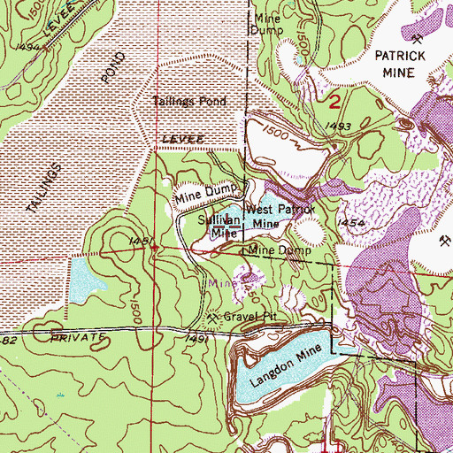 Topographic Map of Sullivan Mine, MN