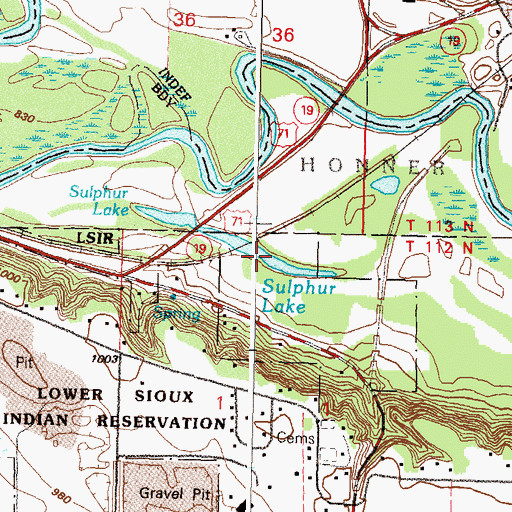 Topographic Map of Sulphur Lake, MN