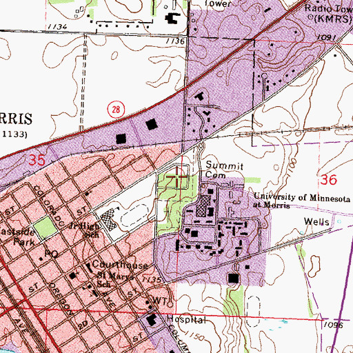 Topographic Map of Summit Cemetery, MN