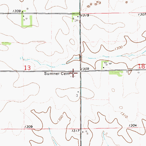 Topographic Map of Sumner Cemetery, MN