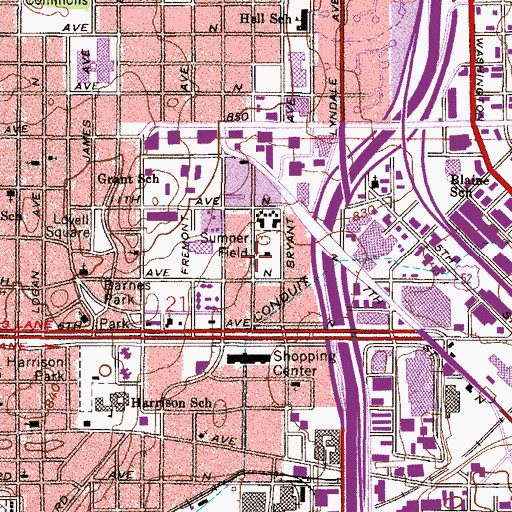 Topographic Map of Sumner Field, MN