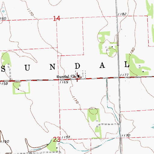 Topographic Map of Sundal Church, MN