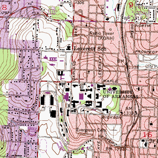 Topographic Map of Baptist Student Center, AR