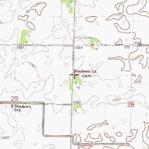 Topographic Map of Sundown Church, MN