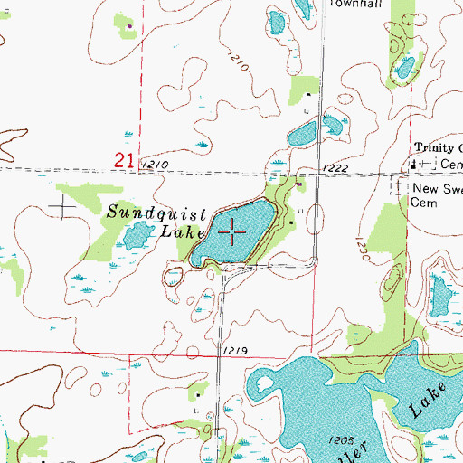 Topographic Map of Sundquist Lake, MN