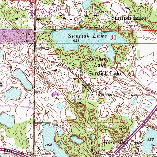Topographic Map of Sunfish Lake, MN