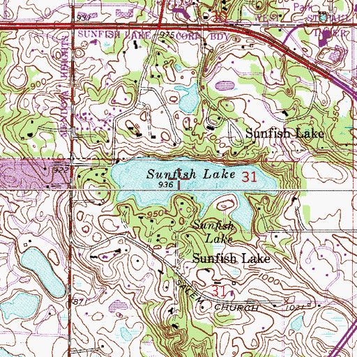 Topographic Map of Sunfish Lake, MN