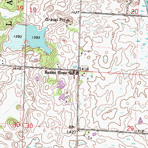 Topographic Map of Sunny Slope School, MN
