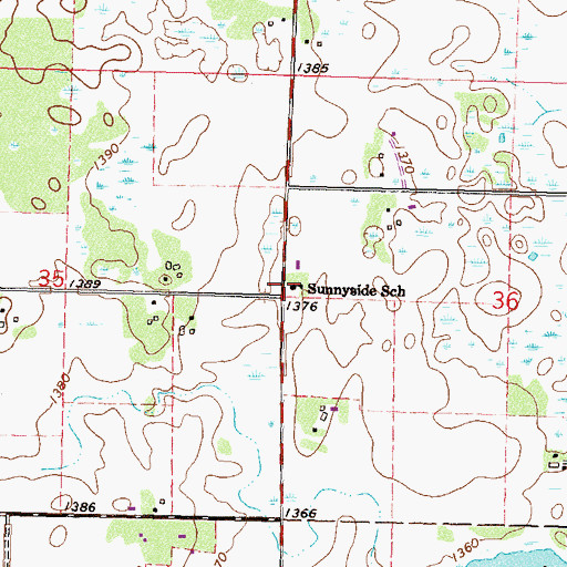 Topographic Map of Sunnyside School, MN