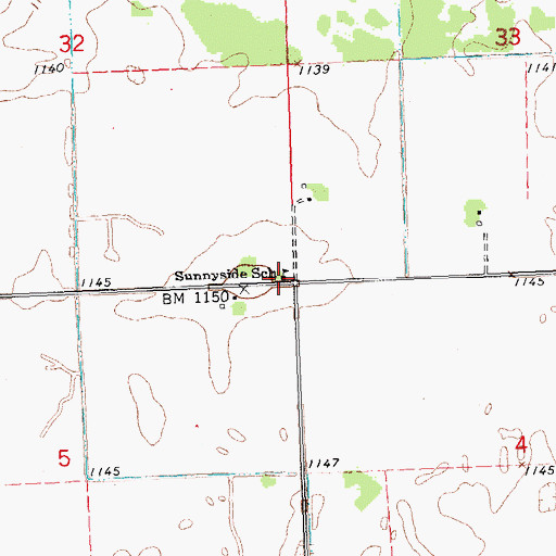 Topographic Map of Sunnyside School, MN