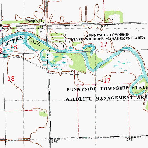 Topographic Map of Sunnyside Township State Game Refuge, MN