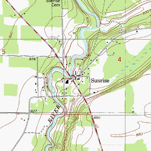 Topographic Map of Sunrise, MN