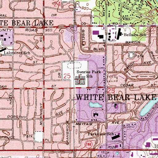 Topographic Map of Sunrise Park School, MN