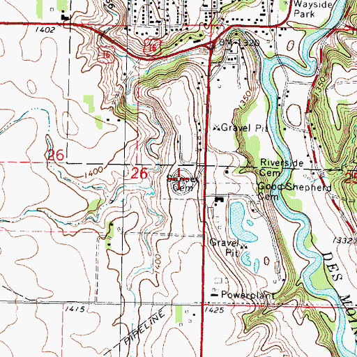 Topographic Map of Sunset Cemetery, MN