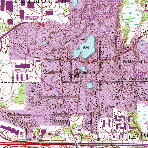 Topographic Map of Sunset Hill School, MN