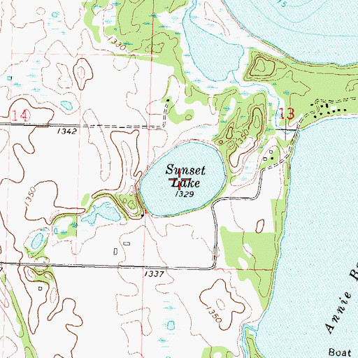 Topographic Map of Sunset Lake, MN