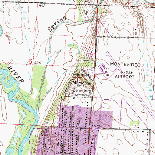 Topographic Map of Sunset Memorial Cemetery, MN