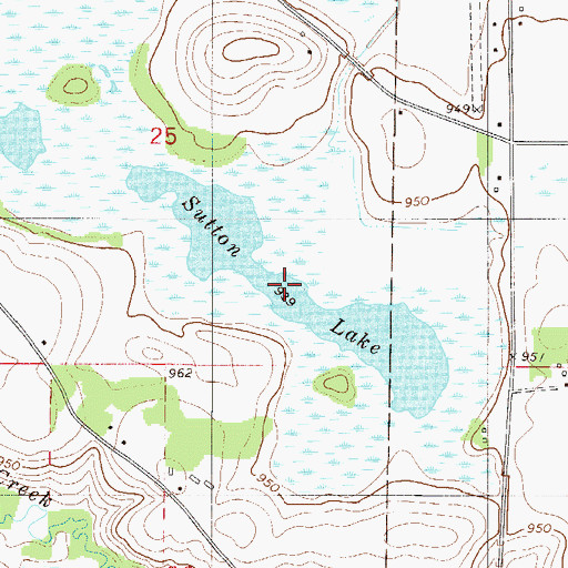 Topographic Map of Sutton Lake, MN