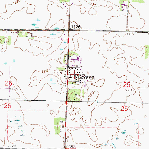 Topographic Map of Svea, MN